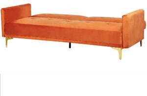 Sofa 3-osobowa welurowa pomarańczowa z poduszkami do salonu nowoczesna Lucan Beliani