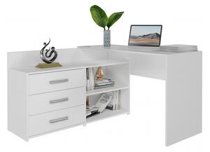 Białe biurko narożne z szufladami