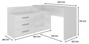 Białe biurko narożne z szufladami