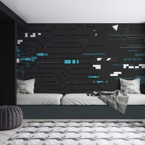 Fototapeta Czarne tło z wieloma liniami i kropkami, Fototapety Abstrakcja, Popularne Fototapety, t00086 - Tapeko.pl