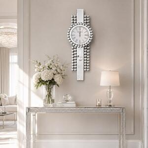 Zegar ścienny prostokątny glamour lustrzany srebrny 40x120 cm C-0628