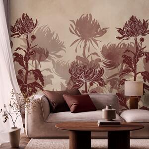 Fototapeta Rysunek kwiatów i liści, Fototapety Kwiaty, Popularne Fototapety, t00215 - Tapeko.pl