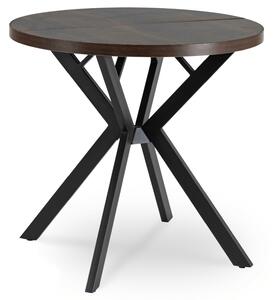 Stół Okrągły Rozkładany DORIAN 80-160 cm Orzech/Czarny Nowoczesny Loft
