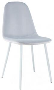 Krzesło FOX VI jasno szare nogi białe tapicerowane welur