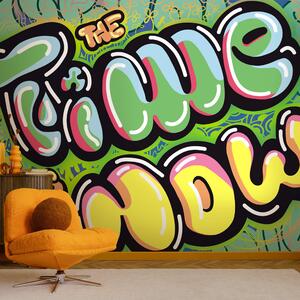 Fototapeta Kolorowe graffiti na zielonym tle, Nowoczesne Fototapety, Popularne Fototapety, t00274 - Tapeko.pl