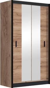 Szafa MIRO 120x215 cm z lustrem dąb craft/czarny MT0018