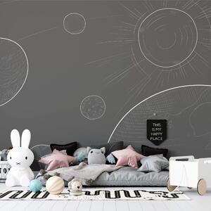 Fototapeta Szare tło z okręgami i słońcem, Fototapety Kosmos, Popularne Fototapety, t00419v1 - Tapeko.pl