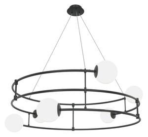 Czarna lampa wisząca obręcze z białymi kloszami kulami Maytoni MOD317PL-06B Balance 6xG9 812cm