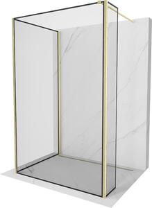 Mexen Kioto ścianka prysznicowa Walk-in 110 x 80 x 40 cm, czarny wzór, złota szczotkowana - 800-110-080-221-55-70-040