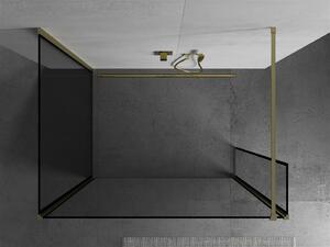Mexen Kioto ścianka prysznicowa Walk-in 90 x 70 x 30 cm, czarny wzór, złota szczotkowana - 800-090-070-221-55-70-030