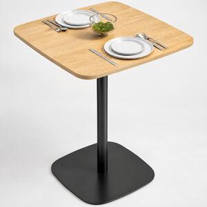 Kwadratowy stół jadalny z MDF i stalową podstawą, mały stolik kuchenny dla 2 osób, naturalne drewno, zaokrąglone rogi | 60 x 60 x 75 cm | 11 kg | antypoślizgowy