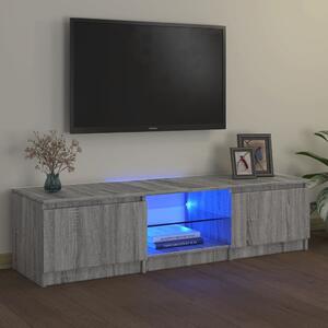 Szafka pod TV, z LED, szary dąb sonoma, 140x40x35,5 cm
