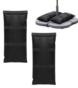 Worki z piaskiem Relaxdays, zestaw 2 sztuk, kady o pojemnoci 22 kg, stojak na parasol i trampolina, obciniki, szer. x g.: 68 x 30 cm, kolor czarny