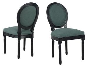 Zielone krzesła z czarną ramą - 2 sztuki, ludwikowskie