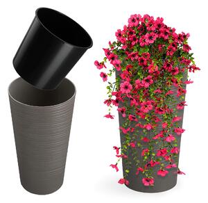 Donica na kwiaty dłuto Latina 19 cm, szara