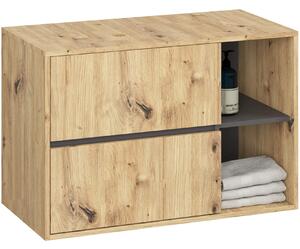 Wisząca szafka łazienkowa 90 cm dąb artisan + grafit szary E9-L14