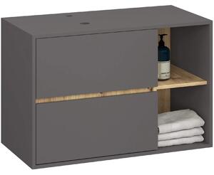 Szafka łazienkowa podwieszana 90cm grafit szary+ dąb artisan T3-F05