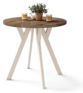 ALMO 80 Orzech Elegant/nogi beżowe - OKRĄGŁY STÓŁ Z NOGAMI Y LOFTOWY/INDUSTRIALNY DO KUCHNI SALONU JADALNI