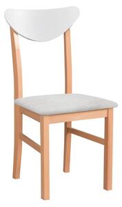 Krzesło skandynawskie tapicerowane do jadalni salonu LEO 2 Bukowe/Białe