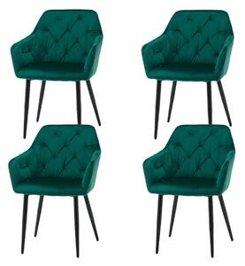 Zestaw 4 krzeseł tapicerowanych do salonu SK70 zielone welurowe nowoczesne loft