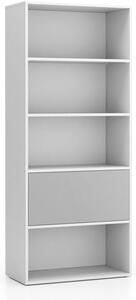 Regał biurowy wysoki LAYERS, 1 schowek, 800 x 400 x 1905, biały/szary