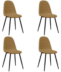 Krzesła stołowe, 4 szt., brązowe, obite aksamitem