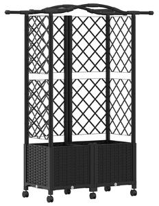 Podniesione łóżko z kratką i dachem Czarny 122 x 40 x 144 cm PP
