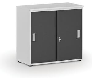 Szafa biurowa z drzwiami przesuwnymi PRIMO WHITE, 740 x 800 x 420 mm, biały/grafit