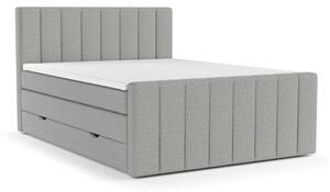 Jasnoszare łóżko boxspring ze schowkiem 140x200 cm Ruby – Maison de Rêve