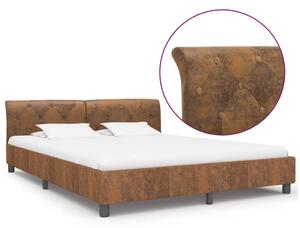 Rama łóżka, brązowa, sztuczna skóra zamszowa, 180 x 200 cm