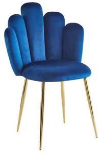 MebleMWM Krzesło muszelka Glamour LYDIA | Welur | Granatowy #64 | Outlet