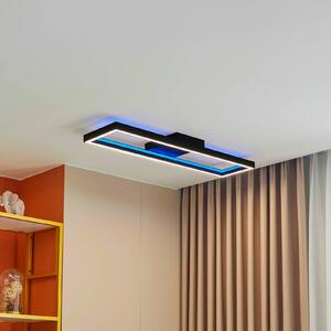 Inteligentna lampa sufitowa Tjado Lucande, możliwość ściemniania, czarny, salon / jadalnia, metal, nowoczesny