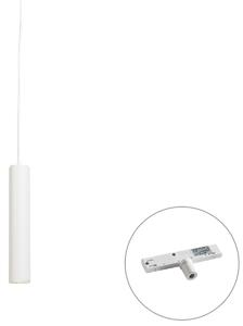 Designerska lampa wisząca biała z adapterem szynowym 1-fazowym - Slimline Tuba Small