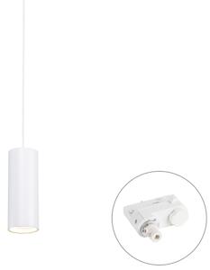 Designerska lampa wisząca biała z adapterem szynowym 3-fazowym - 3-Phase Tubo