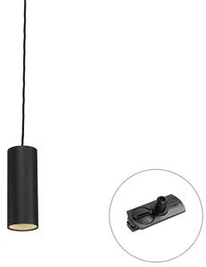 Designerska lampa wisząca czarna z adapterem szynowym 1-fazowym - Iconic Tubo