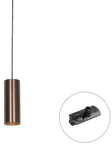 Designerska lampa wisząca ciemny brąz z adapterem szynowym 1-fazowym - Iconic Tubo