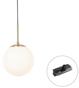 Lampa wisząca w stylu Art Deco złota z opalowym szkłem z adapterem szynowym czarnym 1-fazowa - Iconic Flore Oswietlenie wewnetrzne