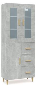 Witrynka, szarość betonu 69,5x34x180 cm materiał drewnopochodny
