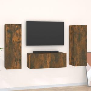 Zestaw 3 szafek TV, przydymiony dąb, materiał drewnopochodny