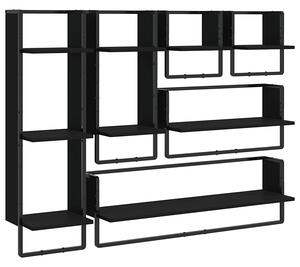Czarny zestaw sześciu półek w stylu loft - Fuksor