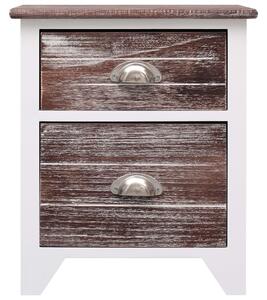 Szafka nocna, brązowo-biała, 38 x 28 x 45 cm, drewno paulownia