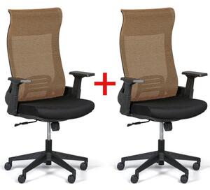 Krzesło biurowe HARPER 1+1 GRATIS, brązowe