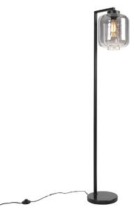 Inteligentna lampa podłogowa czarna z dymionym szkłem z WiFi ST64 - Qara Down Oswietlenie wewnetrzne