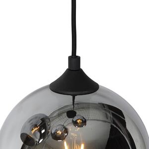 Inteligentna lampa wisząca czarna z dymionym szkłem w zestawie 4 WiFi A60 - Wallace Oswietlenie wewnetrzne