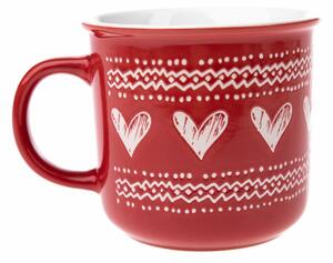 Świąteczny kubek ceramiczny Christmas heart II czerwony, 450 ml