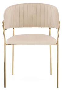 EMWOmeble Krzesło tapicerowane Glamour • C-889 • welur beż, złote nogi