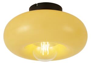 Lampa sufitowa retro czarna z żółtym szkłem 30cm - Glaze