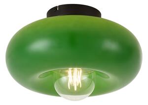 Lampa sufitowa retro czarna z zielonym szkłem 30cm - Glaze