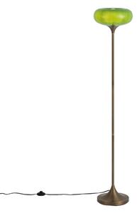 Lampa podłogowa retro ciemny brąz z zielonym szklanym kloszem 150 cm - Glaze