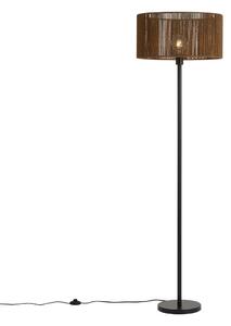 Lampa podłogowa czarna z brązowym abażurem z papierowego sznurka 50/50/25 - Simplo